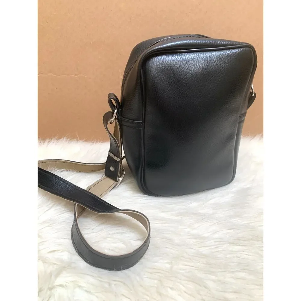 PERRIN Black Faux Leather Vintage NS Convertible Men's Xbody - Made in USA